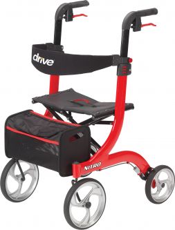 Drive Medical drive Nitro RTL10266 Four-Wheel Rollator, Red