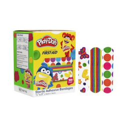 Dukal 1087742 American White Cross Adhesive Strip Bandage, Kid Design - Play Doh, 3/4 x 3 in (CS/120