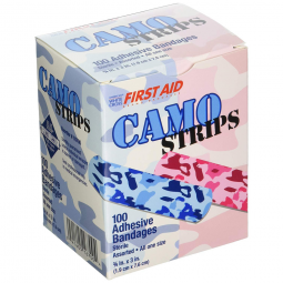 Dukal 1099738 Stat Strip Adhesive Strip Bandage, Kid Design - Blue/Pink Camo (CS/1200)