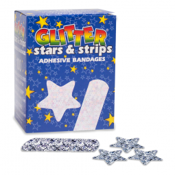 Dukal 424960 Stat Strip Adhesive Strip Bandage, Kid Design- Glitter Stars & Stripes (CS/1200)