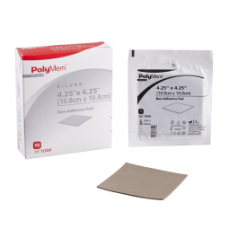 PolyMem Silver Ferris Manufacturing 1044-PolyMem Nonadhesive Silver Foam Dressing, 4 x 4 in, Silver 