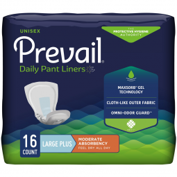 Prevail PL-113/1 Daily Pant Liners, Moderate Absorbency Bladder Control Pad, 16/PK