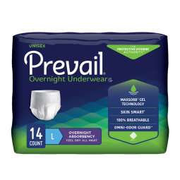 Prevail Overnight First Quality PVX-513-Prevail Overnight Absorbent Underwear, Large (CS/56)
