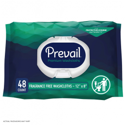 Prevail First Quality WW-810-Prevail Adult Washcloths, Soft Pack, Aloe, Vitamin E, 12" x 8" (CS/576)