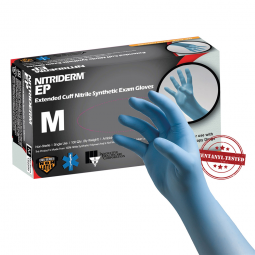 NitriDerm EP Innovative Healthcare 182200 NitriDerm EP Nitrile Extended Cuff Exam Glove, Medium, Blu