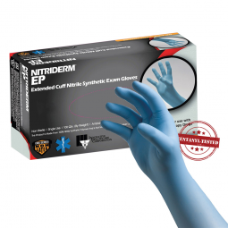 NitriDerm EP Innovative Healthcare 182300 NitriDerm EP Nitrile Extended Cuff Exam Glove, Large, Blue