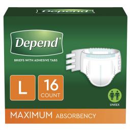 Depend Kimberly Clark 35458-Depend Maximum Incontinence Brief, Large, Adult Briefs & Diapers (CS)