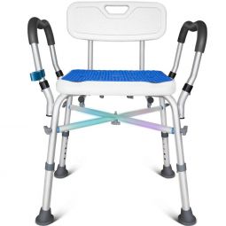 KingPavonini Heavy-Duty Shower Chair, 550-lb Capacity, Height Adjustable, Armless or with Arms