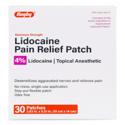 Major Pharmaceuticals 00536120207-Rugby 4% Lidocaine Pain Relief Patch, Pain Relief (CT)