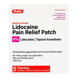Major Pharmaceuticals 00536120215-Topical Pain Relief 4% Strength Lidocaine Patch 5 per Box, Pain Re