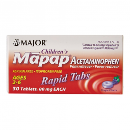 Mapap Major Pharmaceuticals 00904579146-Mapap Acetaminophen Grape Flavor Children's Pain Relief, Pai