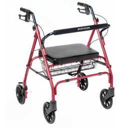 McKesson 146-10215RD-1-McKesson Bariatric Red Folding Steel Four-Wheel Rollator, Rollators (CS)