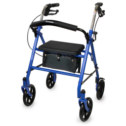 McKesson 146-10257BL-1-McKesson Folding Steel Four-Wheel Rollator, Blue, Rollators