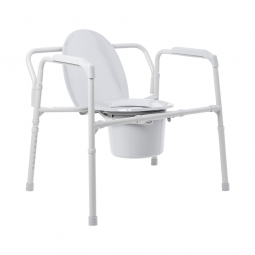 McKesson 146-11117N-1-McKesson Fixed Arm Steel Folding Commode Chair, 15-1/2-22 Inch, Commodes