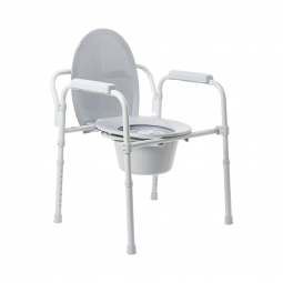 McKesson 146-11148N-4 Folding Fixed Arm Steel Commode Chair, 15-1/2 - 21-3/4 in, Commode/Shower (CS/