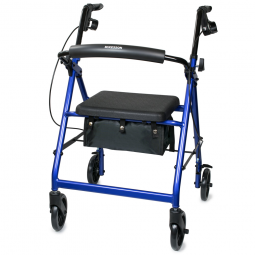 McKesson 146-R726BL-McKesson Folding Aluminum Four-Wheel Rollator, Blue, Rollators