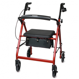 McKesson 146-R726RD-McKesson Folding Aluminum Four-Wheel Rollator, Red, Rollators