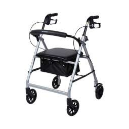 McKesson 146-R726SL-McKesson Folding Aluminum Four-Wheel Rollator, Silver, Rollators