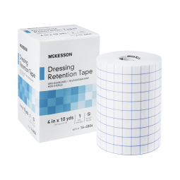 McKesson 16-4804 Nonwoven Fabric/Printed Release Paper Dressing Retention Tape, 4 in x 10 yd, White 