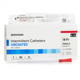 McKesson 16-F618-Urethral Catheter McKesson Straight Tip Uncoated PVC 18 Fr. 6 Inch, Intermittent Ca