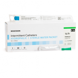 McKesson 16-FH614-Urethral Catheter McKesson Straight Tip Hydrophilic Coated PVC 14 Fr 6 in, Intermi