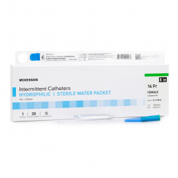 McKesson 16-FH814-Urethral Catheter McKesson Straight Tip Hydrophilic Coated PVC 14 Fr 8 in, Intermi