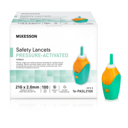 McKesson 16-PASL21GX Pressure Activated Safety Lancets, 21 Gauge, Green, Lancets & Lancing Devices (
