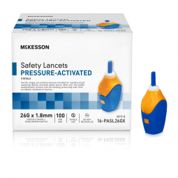 McKesson 16-PASL26GX Pressure Activated Safety Lancets, 26 Gauge, Blue, Lancets & Lancing Devices (C