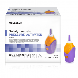 McKesson 16-PASL30GX Pressure Activated Safety Lancets, 30 Gauge, Purple, Lancets & Lancing Devices 
