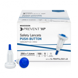 McKesson Prevent HP McKesson 16-PBHPSL25G1.4X Prevent HP Push Button Safety Lancet, 25 Gauge, 1.4 mm