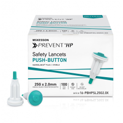 McKesson Prevent HP McKesson 16-PBHPSL25G2.0X Prevent HP Push Button Safety Lancet, 25 Gauge, 2.0 mm