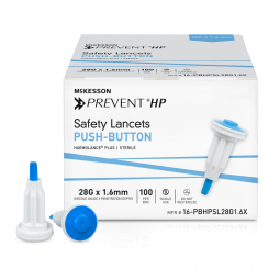 McKesson Prevent HP McKesson 16-PBHPSL28G1.6X Prevent HP Push Button Safety Lancet, 28 Gauge, Lancet