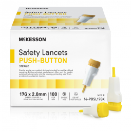 McKesson 16-PBSL17GX-McKesson Push Button Safety Lancet, 17G x 2.0mm, Lancets & Lancing Devices (BX)