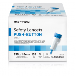 McKesson 16-PBSL23GX-McKesson Push Button Safety Lancet, 23G x 1.8mm, Lancets & Lancing Devices (BX)