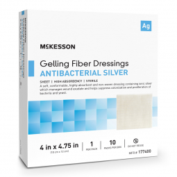 McKesson 177400-McKesson Silver Gelling Fiber Dressing, 4 x 4-3/4 Inch, Silver Dressings