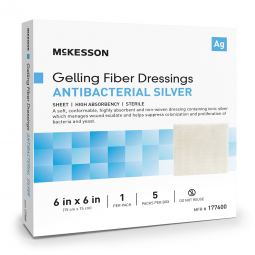 McKesson 177600-McKesson Silver Gelling Fiber Dressing, 6 x 6 Inch, Silver Dressings (BX)