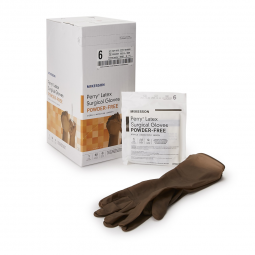 McKesson Perry McKesson 20-1360N-McKesson Perry Latex Surgical Glove, Size 6, Brown, Medical Gloves 