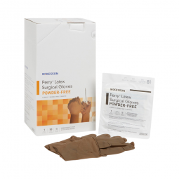McKesson Perry McKesson 20-1385N Perry Latex Surgical Glove, Size 8.5, Brown, Medical Gloves (CS/200