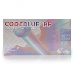 CODEBLUE PF McKesson 23-36-CodeBlue PF Latex Extended Cuff Length Exam Glove, Large, Blue (CS/10)
