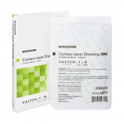 McKesson 4817-McKesson Silicone Wound Contact Layer Dressing, 4 x 7-2/5 Inch, Silicone (BX)