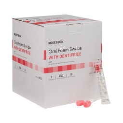 McKesson 4833-McKesson Oral Swabstick Foam Tip Dentifrice, 5 Inch, Mint, Pink, Oral Care Swabs (BX)