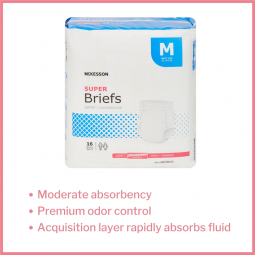 McKesson BR30643-McKesson Super Moderate Absorbency Incontinence Brief, Medium, Adult Briefs & Diape