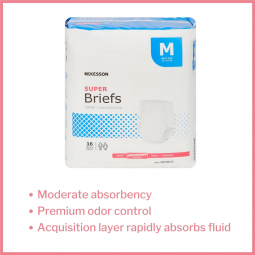 McKesson BR30643 Super Moderate Absorbency Incontinence Brief, Medium (CS/96)