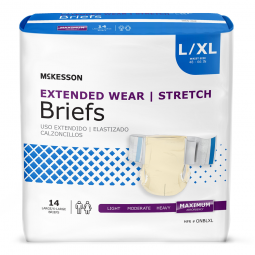 McKesson Extended Wear McKesson ONBLXL Extended Wear Maximum Absorbency Incontinence Brief, Large/Ex
