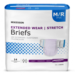 McKesson Extended Wear McKesson ONBMR Extended Wear Maximum Absorbency Incontinence Brief, Medium (B