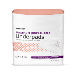 McKesson Ultimate Breathable McKesson UPMX2436 Ultimate Breathable Underpads, Maximum Protection, 24