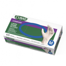 Medline Curad CUR8105 Exam Gloves, Medium, White (100/Box)