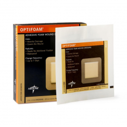 Optifoam Medline MSC1044EP-Optifoam Adhesive with Border Foam Dressing, 4 x 4 Inch, Foam Dressings