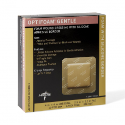 Optifoam Gentle Medline MSC2044EP-Optifoam Gentle Silicone Adhesive with Border Silicone Foam Dressi