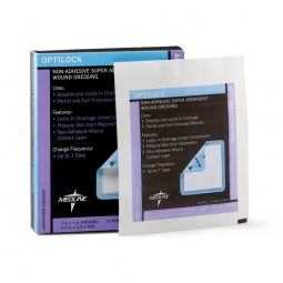 OptiLock Medline MSC6444EP-Optilock Super Absorbent Dressing, 4 x 4 Inch, Non-Adherent Dressings (BX